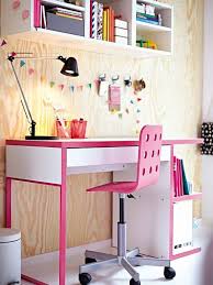 For increased stability re tighten the screws about two weeks after assembly and when necessary. Wood Wall Pink Accented White Desk Pink Chair Wheels Metal Table Lamp Round Trashcan Floating Bookshelf Books Great Ideas To Use Micke Desk From Ikea At Home Furniture Ikea Micke Desk Instructions