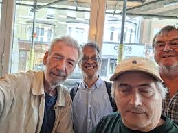 Paul Creaser, Brian Nixon, Alan Lerner and Shiv Saywack in West Hampstead.  Alan started at Hampstead in 1965, we others a year later, 1966.