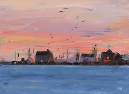 Ann Gorbett Palette Knife Painting: Provincetown at sunset