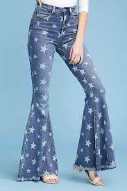 To wear your bell bottoms, try a look inspired by the '70s or opt for a slightly. Ole Starlight Star Bright Star Printed Denim Bell Bottom Flare Jeans Lil Bee S Bohemian