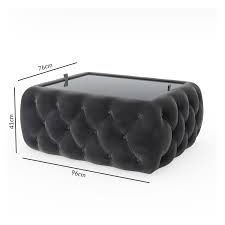 Bonvivo glass top coffee table with storage. Dark Grey Velvet Storage Coffee Table With Glass Top Buttoned Clio Ebay