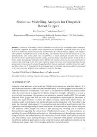 Politeknik ibrahim sultan (pis) pasir gudang, johor. Pdf Statistical Modelling Analysis For Chopstick Robot Gripper