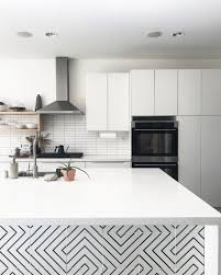 Black And White Cement Tile Backsplash Cement Zenith White Black Square 8 X8 X5 8 In 2020 Patterned Kitchen Tiles Modern Kitchen Island Design White Subway Tiles Kitchen Backsplash