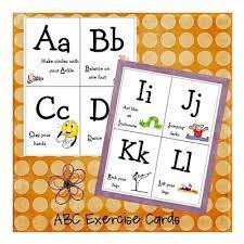 When your student gets the wiggles, let her choose one and act out the card together. Abc Exercise Cards Hooray Teach Mama Card Workout Alphabet Preschool Abc Activities