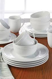 Black And White Dinnerware Sets Better Homes Gardens 16 Piece Sophia Beaded Dinnerware Set White Walmart Com Dinnerware Set Farmhouse Dinnerware Home And Garden