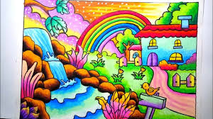 Cara mewarnai gradasi langit mudah gradasi awan dengan pastel crayon menggambar dan mewarnai. Crayon Gambar Mewarnai Pemandangan Alam Download Kumpulan Gambar