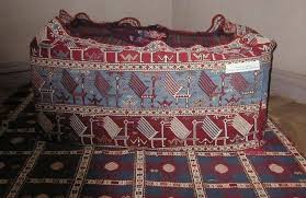 Have been made by nomads for storage of bedding in their tents, and for use as cargo bags. Mafrash Jozan