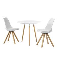 Der tisch ist aus kernbuche gefertigt und. En Casa Esstisch Rund Weiss O80cm Mit 2 Real De