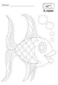 graphisme repasser les pointilles du poisson dessins en cahier de vacances gratuit coloriage tchoupi ballon bricoler