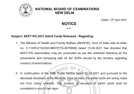 If there is any change in the format or frequency of the examination, it will. Neet Pg 2021 Admit Card Released Here S How To Download