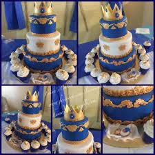 Royal Blue And Gold Crown Baby Shower Cake Gold Baby Showers Crown Baby Shower Baby Shower Cakes