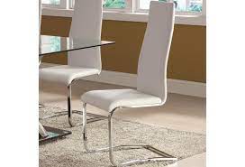 Flash furniture contemporary/modern dining side chair (metal frame) sit down and chat among friends and family in the dining room or kitchen on these comfy colorful dining chairs. Coaster Modern Dining 7 Piece White Table White Upholstered Chairs Set Value City Furniture Dining 7 Or More Piece Sets