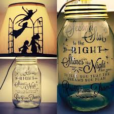 Peter Pan Inspired Silhouette Mason Jar Lamp Mason Jar Lamp Peter Pan Bedroom Peter Pan Nursery