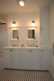 Double Vanity With Linen Tower Bathroom Linen Tower Cheap Bathroom Remodel Double Vanity Bathroom