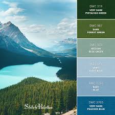 Get starting colors from your images. Peyto Lake Embroidery Color Palette With Thread Codes