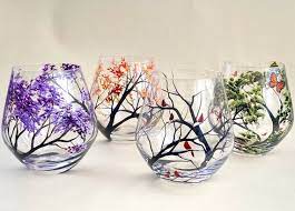 Four Season Tree Stemless Wine Glasses