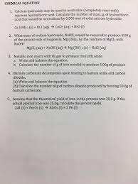 Calcium hydroxide is a sparingly soluble salt that dissolves according to the following reaction: Chemical Equation Calcium Hydroxide May Be Used To Chegg Com