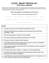 For online practice, click here. Fillable Online Civil War Trivia 1 Crossword Puzzle Americanhistoryrules Com Fax Email Print Pdffiller
