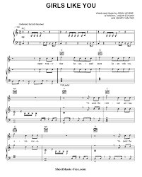 Maroon 5 lyrics 116 song lyrics sorted by album including memories girls like you she will be loved. Girls Like You Sheet Music Maroon 5 Feat Cardi B Sheetmusic Free Com