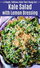 Easy Kale Salad With Lemon Dressing Recipe Massaged Kale Salad Healthy Salad Recipes Kale Salad