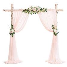 You can decorate wedding arches with flowers and greenery that match the details of your wedding's theme. Ling S Moment Artificial Wedding Arch Flowers Kit Pack Of 5 3pcs Blush Pink Aobor Floral Arrangement With 2pc Semi Sheer Swag For Ceremony And Reception Backdrop Decoration Wantitall