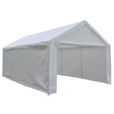 Abba Patio 12 Ft X 20 Ft White Steel Heavy Duty Carport Apgp1220pew Carport Canopy Car Canopy Canopy Shelter