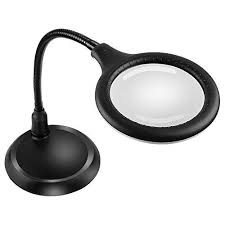 Delixike 5x Dimmable Magnifying Lamp Large Hands Free Magnifying Glass With Light And Stand For Reading Hobbies Crafts Workben Magnifying Glass Magnifier Glass