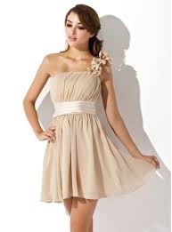 A Line Princess One Shoulder Short Mini Ruffle Flower S Bow S Zipper Up At Side Reg In 2020 Charmeuse Bridesmaid Dress One Shoulder Cocktail Dress Bridesmaid Dresses