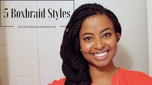 How I Style Box Braids For Work 5 Easy Professional Looks For The Work Long Box Braids Box Braids Hairstyles Under Braids