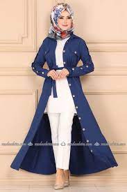 Modaselvim Elbise Onden Dugmeli Tesettur Elbise 3015ast305 Indigo Kurti Designs Party Wear Abayas Fashion Neck Designs For Suits