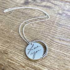 Handwritten Message Necklace Message Necklace Custom Handwriting Jewelry Handwriting Engraved Jewelry