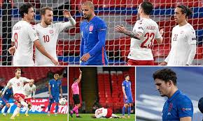 Two footballs, a laser pointer and sterling's penalty: England 0 1 Denmark Christian Eriksen S Penalty Earns Famous Victory After Harry Maguire Saw Red Daily Mail Online