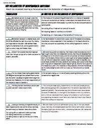 Could the 13 colonies have declared independence if they were not unanimous? Declaration Of Independence Analysis Worksheet Common Core Tpt