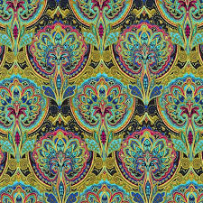 Stretch Satin Crepe Paisley Muster Turkis Satin Stoffe Stoffe De