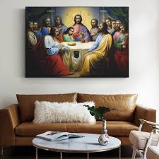 Bed & bath 15open submenu. Jesus Wall Art Canvas Paintings Home Decor Last Supper Art Posters And Prints Christian Decorative Pictures For Living Room Wall Painting Calligraphy Aliexpress