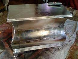 Wow Aluminum Leaf D Furniture The Aluminum Leaf Cost This Woman About 40 50 For Enough To Furniture Makeover Metallic Painted Furniture Silver Furniture