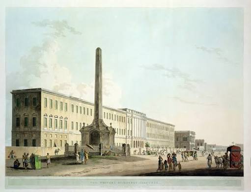 The Writers' Buildings, Calcutta, plate 30 from 'Oriental Scenery: Twenty-Four Views in Hindoostan', engraved by Thomas and William Daniell