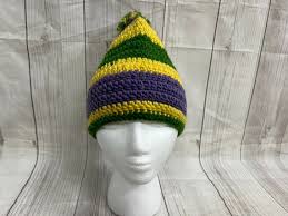 Mardi Gras Beanie With Pom Pom