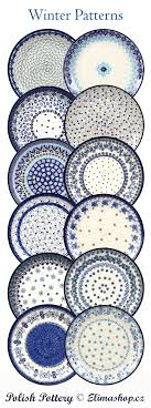 Polish pottery & boleslawiec stoneware. Winter Pattern Plates From Elimashop Cz Handmade Polish Pottery From Boleslawiec Bunzlauer Ke Polish Pottery Patterns Polish Pottery Polish Pottery Display