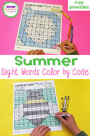 Includes blank sheets that can be customized. Free Summer Sight Word Color By Code Printables
