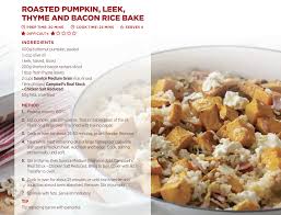Roasted Pumpkin Leek Thyme And Bacon Rice Bake Roast Pumpkin Bacon Rice Leeks
