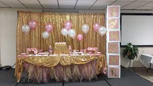 Pink Gold White Baby Shower Candy Table Glitzbybrit White Baby Showers Candy Table Pink And Gold