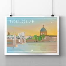 Affiche Toulouse Poster De Decoration Interieure Etsy Affiche Toulouse Toulouse Poster