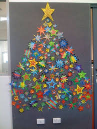 Grade 1 S Christmas Tree Made Of Stars Christmas Classroom Preschool Christmas Christmas School