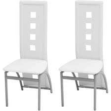 2 X Faux Leather Upholstered Dining Room Chairs Set Metal For Home Tables White Dining Room Chairs Upholstered Dining Chairs Dining Chair Upholstery