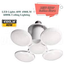 Equipped with the adjustable design and high durability for use in a garage, this 60w garage light works well. Best Shop Led Indoor Ceiling Lights House Garage Lights 40w 4500lm 6000k Led Garage Ceiling Lighting Garage Lighting With 4 Adjustable Panels E26 E27 Medium Base Super Bright Led Bulbs Light For Garage