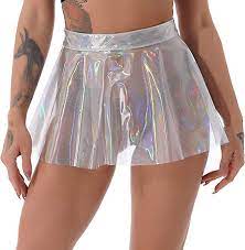 Amazon.co.jp: フリーブリーセクシーな女性透明プリーツスカートクラブウェアハイウエストショートミニスカートを通して見る (Color :  Transparent, Size : XL) : ファッション