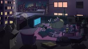 Rooftop Jazz Hop Lofi Chillhop Desktop Wallpaper Art Rooftop Aesthetic Drawing