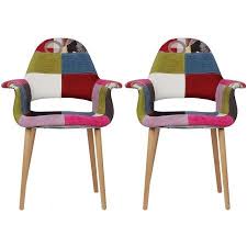 2xhome Set Of 2 Multi Color Upholstered Organic Arm Chair Armchair Fabric Chair Patchwork Multi Patt Upholstered Accent Chairs Patchwork Chair Chair Fabric