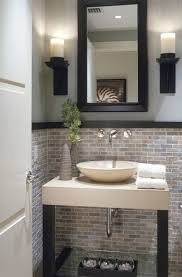 Oyster Quartzite 1x2 Mosaic Modern Powder Rooms Powder Room Design Bathrooms Remodel